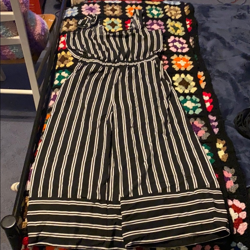 Black and white striped jumpsuit